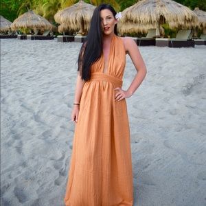 Sabo Skirt Orange Halter Maxi Dress